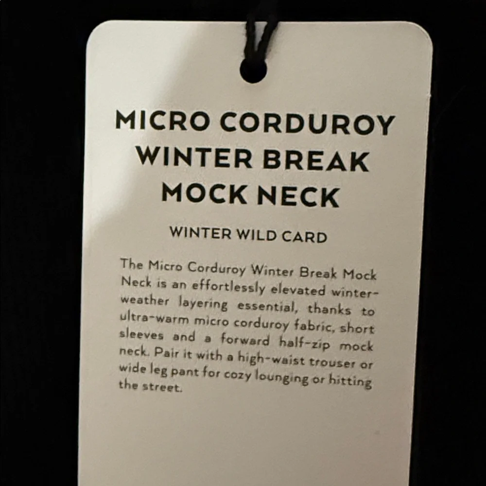 ALO YOGA | ✨NEW✨ Micro Corduroy Winter Break Mock Neck in Black